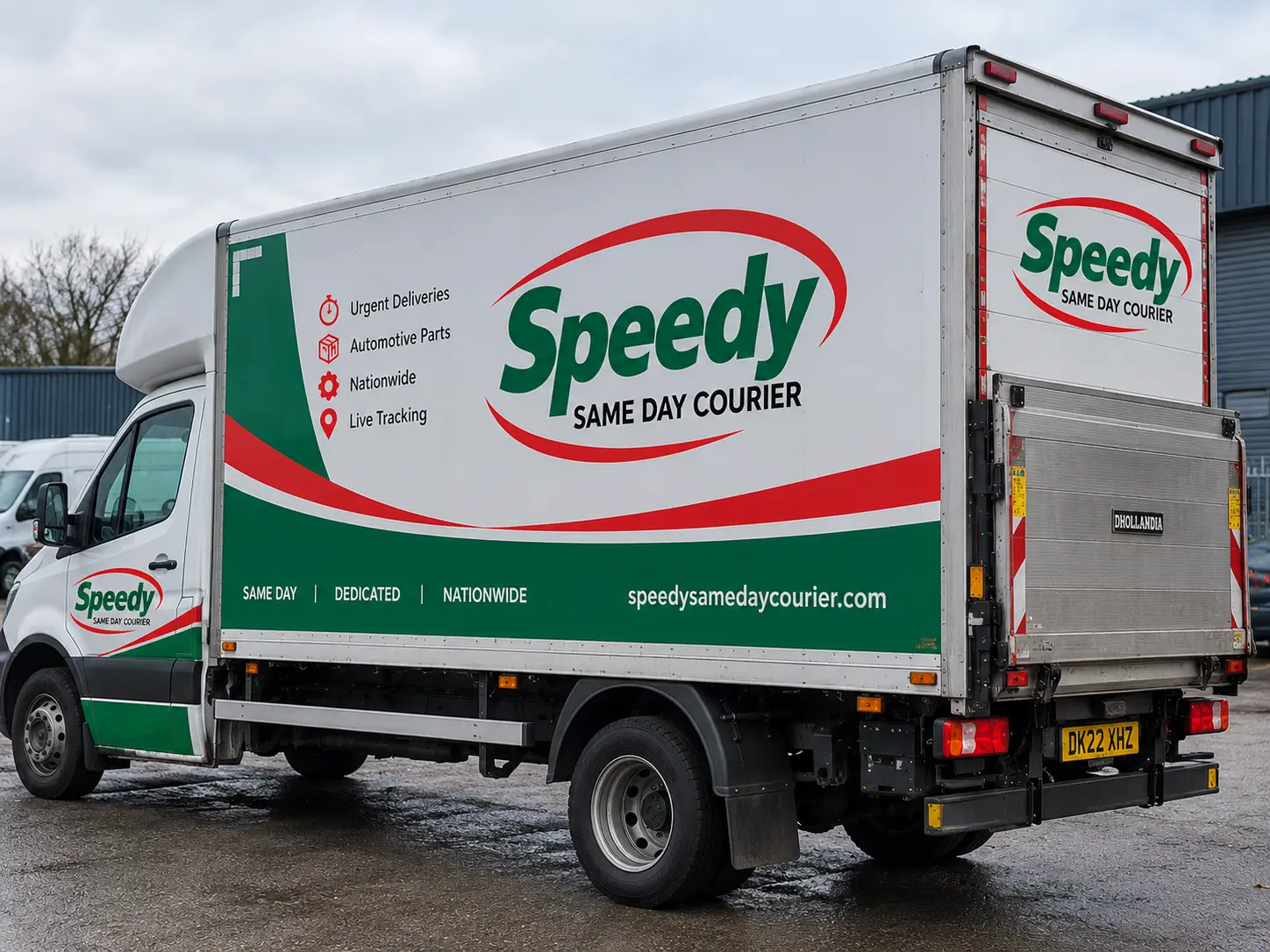 Speedy Same Day Courier Luton van with rear tail-lift for pallets and heavy goods